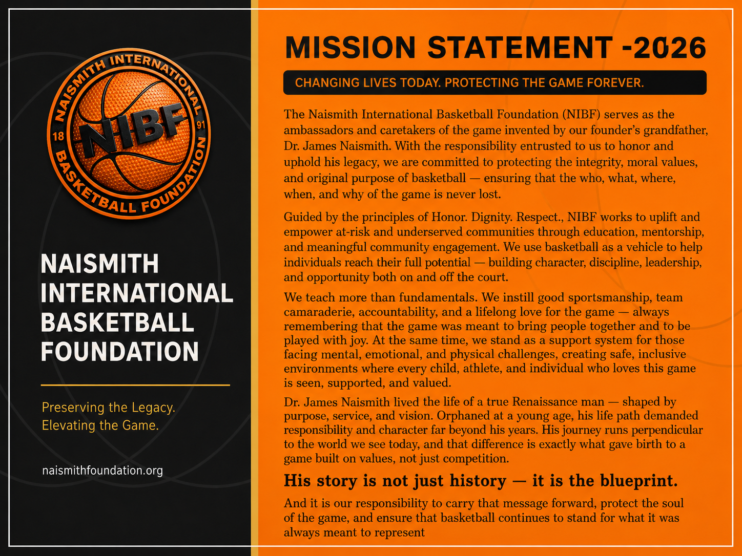 Naismith International Basketball Foundation Master Mission Statement 2026